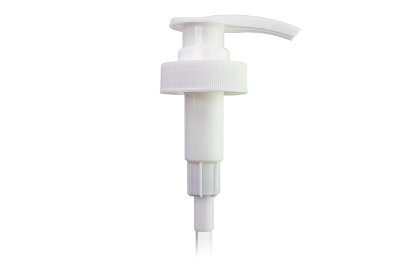 38mm White Down Lock Saddle Head Dispensing Pump w/ 11.5in Diptube